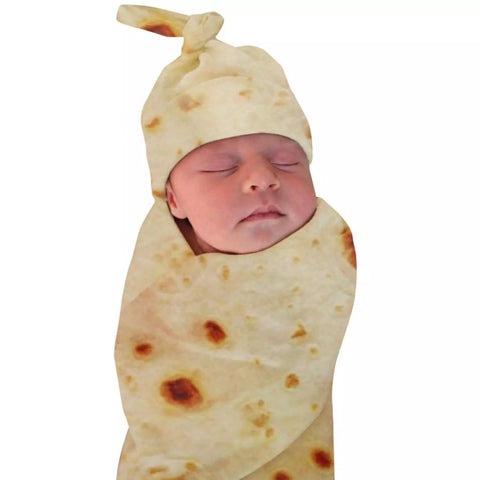 Baby Wrap Blanket Baby Hat 2-Piece Set