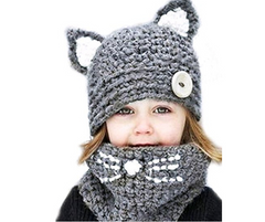 Knit hat children's animal cat ears set hat
