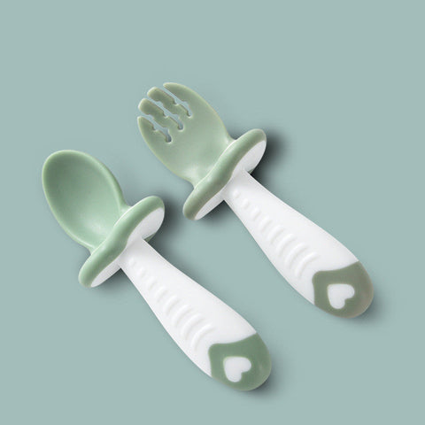 Baby Learn To Eat Training Soft Head Spoon Fork