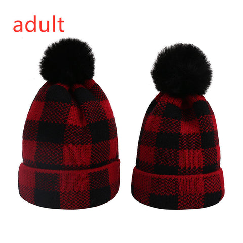Winter Wool Ball Parent-Child Knitted Hat