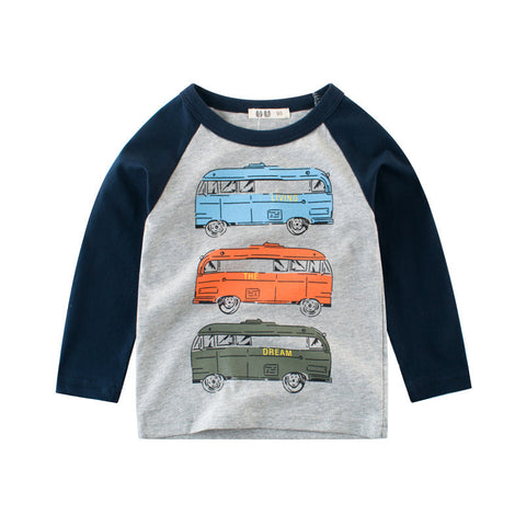 Boys Long-sleeved T-shirt- colorful bus