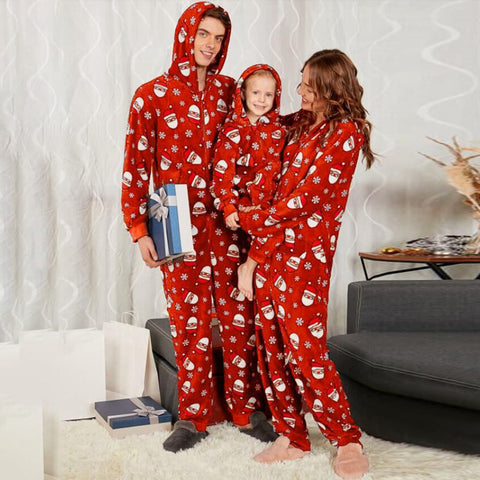 Family Matching Onesis Sleepwear Jumpsuit Santa Claus Hooded Romper