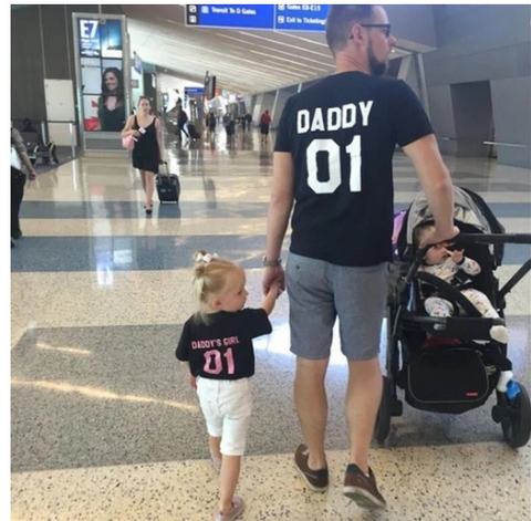 Pink word parent-child family outfit