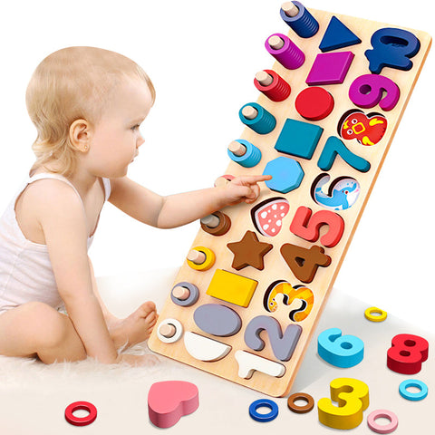 Number puzzle logarithmic board building blocks