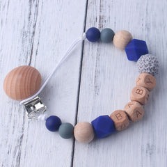 Wood Silicone Beads Pacifier Clip for Baby